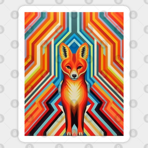 Spectrum Fox: Radiant Op Art Red Fox Sticker by Unboxed Mind of J.A.Y LLC 